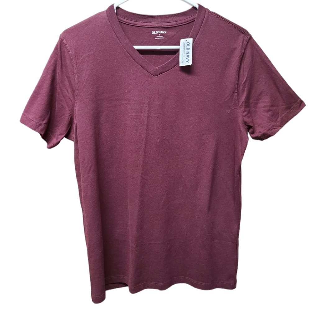 Old Navy mens maroon soft short sleeve v neck shirt small NWT